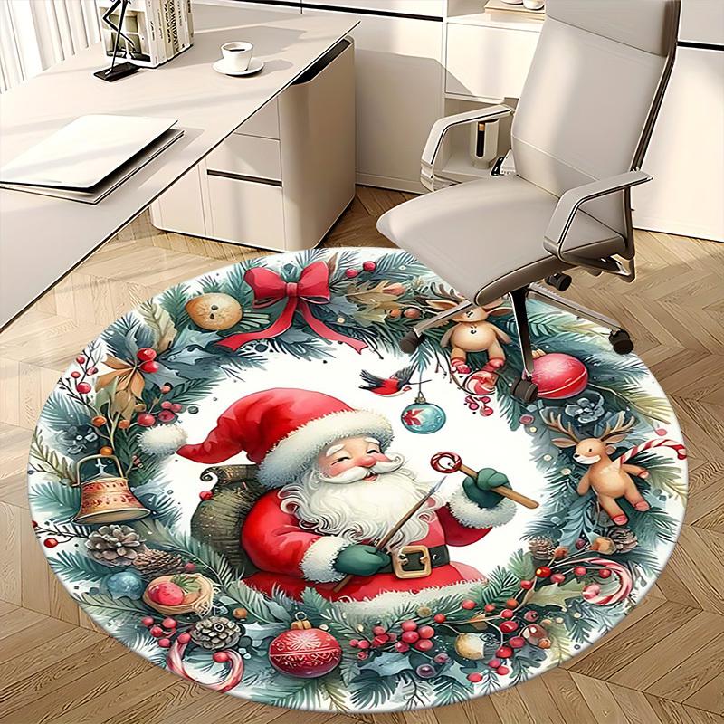 1pc Christmas Santa Claus Chair Mat - Anime Cartoon Design, Non-Slip Carpet for Office Chair, Festive Gift, Suitable for All Seasons, Living Room, Bed