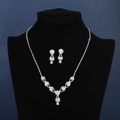 Ensemble Mariage Boucles d'Oreilles et Collier Mode Européen Américain Strass