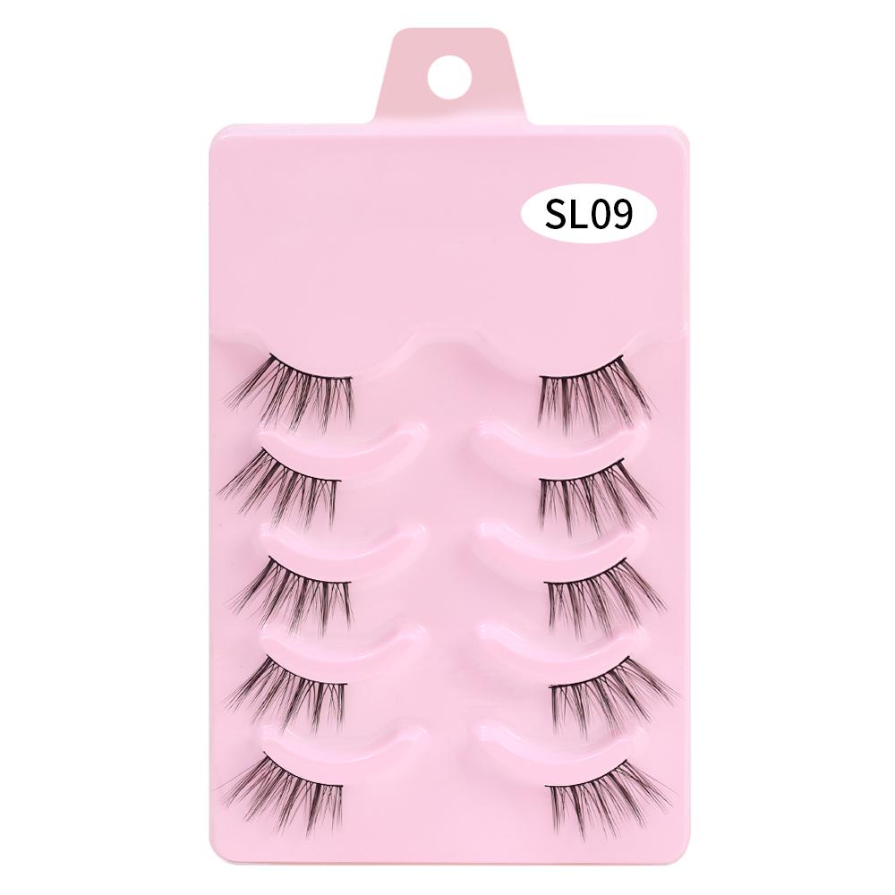 Halv øyevipper 5 par naturlige fluffy falske øyevipper Manga Lash 3D Faux Mink vipper Myk vingede vippeforlengelse Makeup Tool