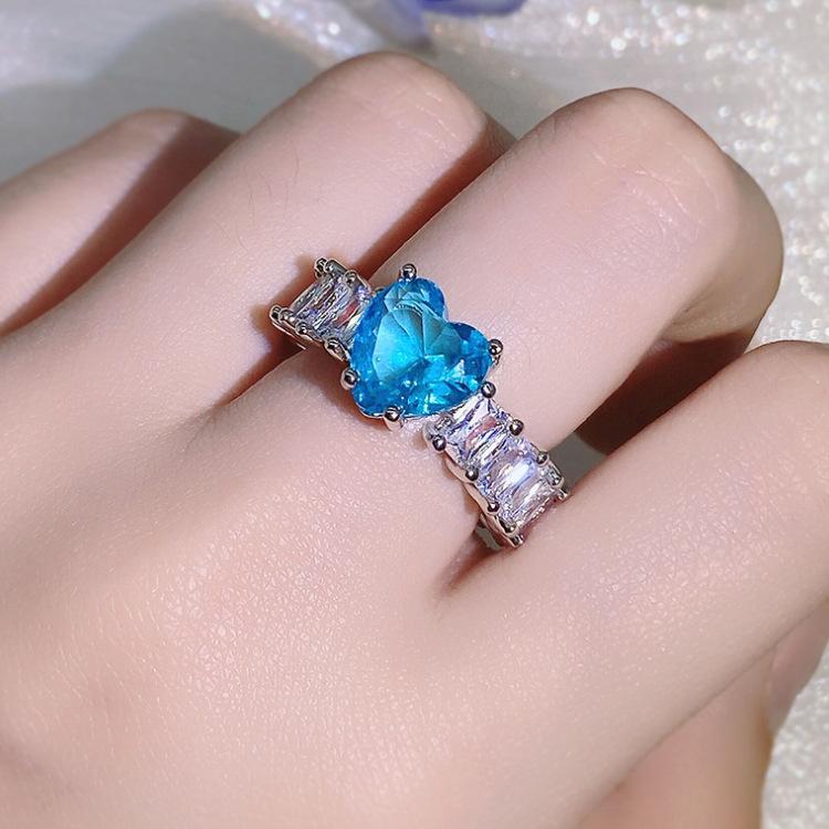 New Ladies  Accessories Aquamarine Gold Morgan Pink Morsan Diamond High carbon Zircon Ring