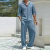 Completo da due pezzi con camicia alla moda e pantaloni casual da uomo in tinta unita estivo