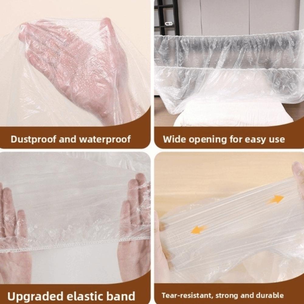 Transparente Einweg-Staubschutzhüllen Wasserdichte Elastische Staubdichte Abdeckung Große Größe Kordelzug Kunststoff-Staubfolie