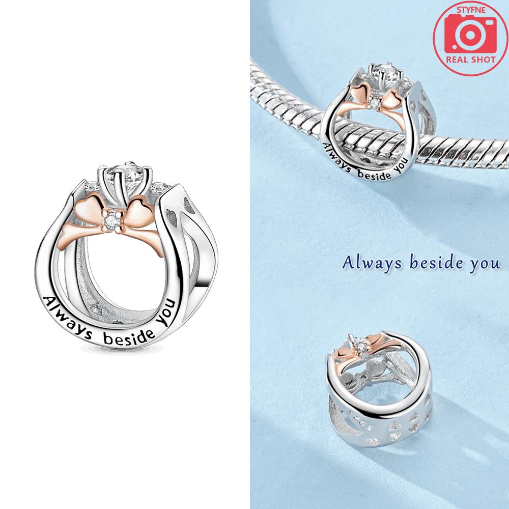 Original Charms Copper Certified Pink Heart Bow Pendant Blue Stars Moon Beads Fit Bracelet Women Jewelry Diy Gift