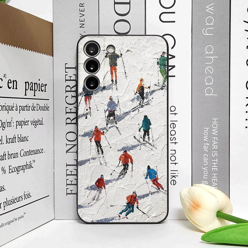 Oil Painting of Snow Scene Skiing Pattern Phone Case for OPPO Realme 14 Pro Plus 13+ 12 Lite 11 10 9 X7 PRO Ultra 5G Soft Cover