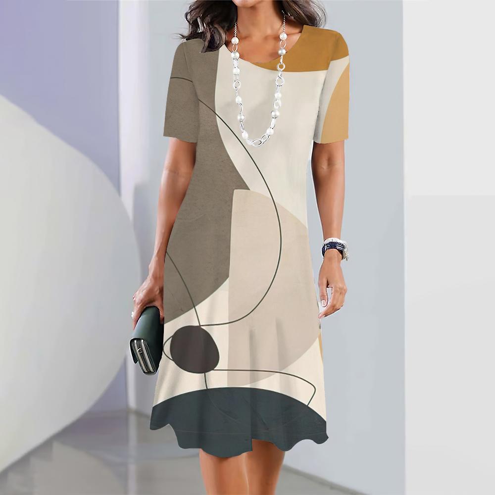 New Geometric Curve Graphic Printing Women's Dresses Elegant Dresses Summer Dresses Plus Size Women's Fashion Clothing