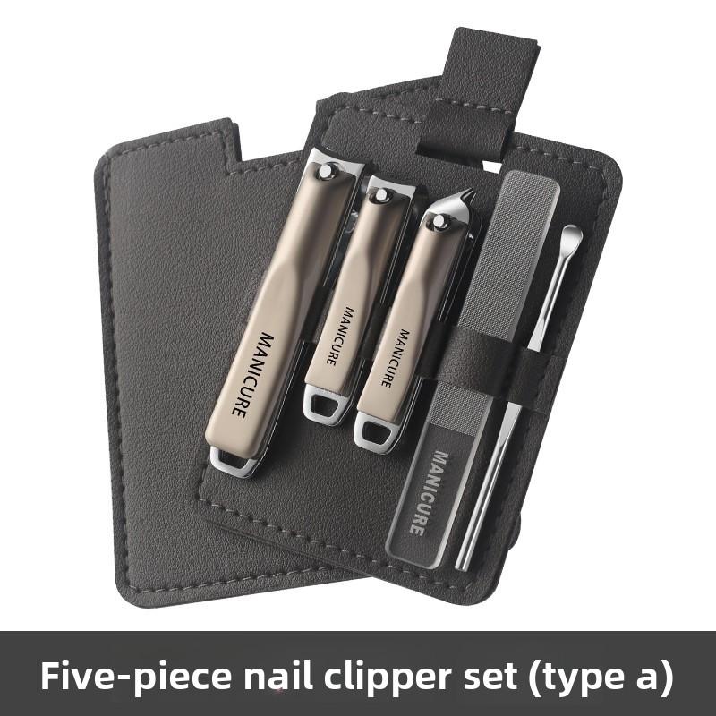 

Professional Premium 5Pcs Pocket Size Stainless Steel Manicure Pedicure Kit, Sharp Angled Clippers Nail File Ear Pick Tools
