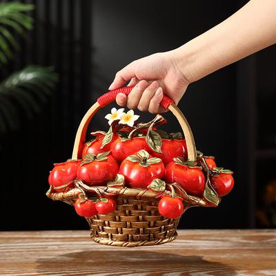 Harzhandwerk Kaki-Baum Künstliche Obstbäume Apfel Obstkorb Ornamente Dekorative Figuren Heimdekorationszubehör