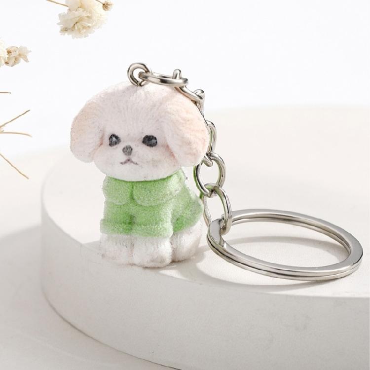Personality Cute Dog Keychain for Women Girl Creative Flocking Dog Keyring Gift