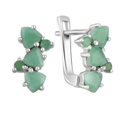 Ασημένια σκουλαρίκια με φυσικό σμαράγδι 1.4ct (2111511)