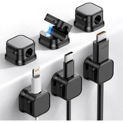 6 Stück magnetische Kabelclips, verstellbarer Kabelhalter unter dem Schreibtisch, selbstklebender Kabelhalter für Zuhause, Büro, Telefon, Auto, Wand, Schreibtisch, Nachttisch