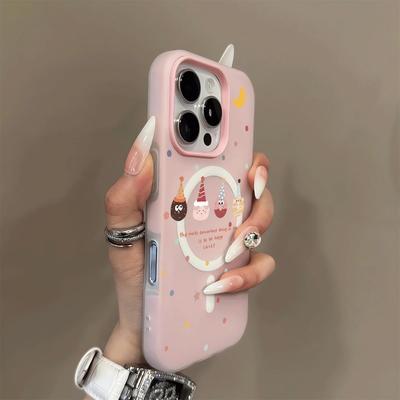Galaretkowe Magnetyczne Przyssawka 2 w 1 dla Luksusowego Wyglądu Etui na Telefon Apple, Przezroczyste 17pro Kreskówkowe Miękkie Etui TPU dla Etui na Telefon Apple