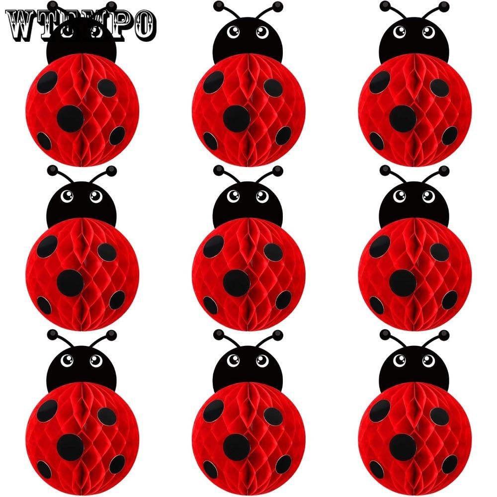4pcs Ladybug Party Decorations Ladybug Love Bug Honeycomb Craft Kit Lady Bug Table Decor Honeycomb Centerpieces Love Bug Table Topper