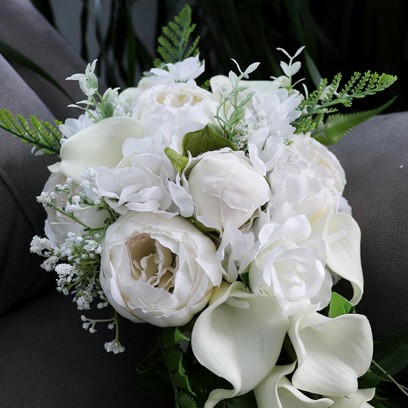 New Waterfall Wedding Bridal Bouquets for Wedding Calla Lilies Faux Rose Bride Wedding Bouquet Romantic Wedding Party Decoration