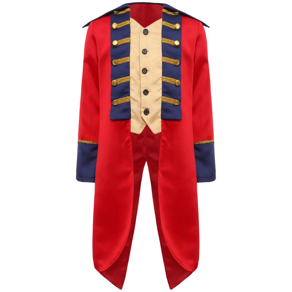 Kids Revolutionary War Costume Colonial British Red Coat Tailcoat Design Historical Military Cosplay Outfit