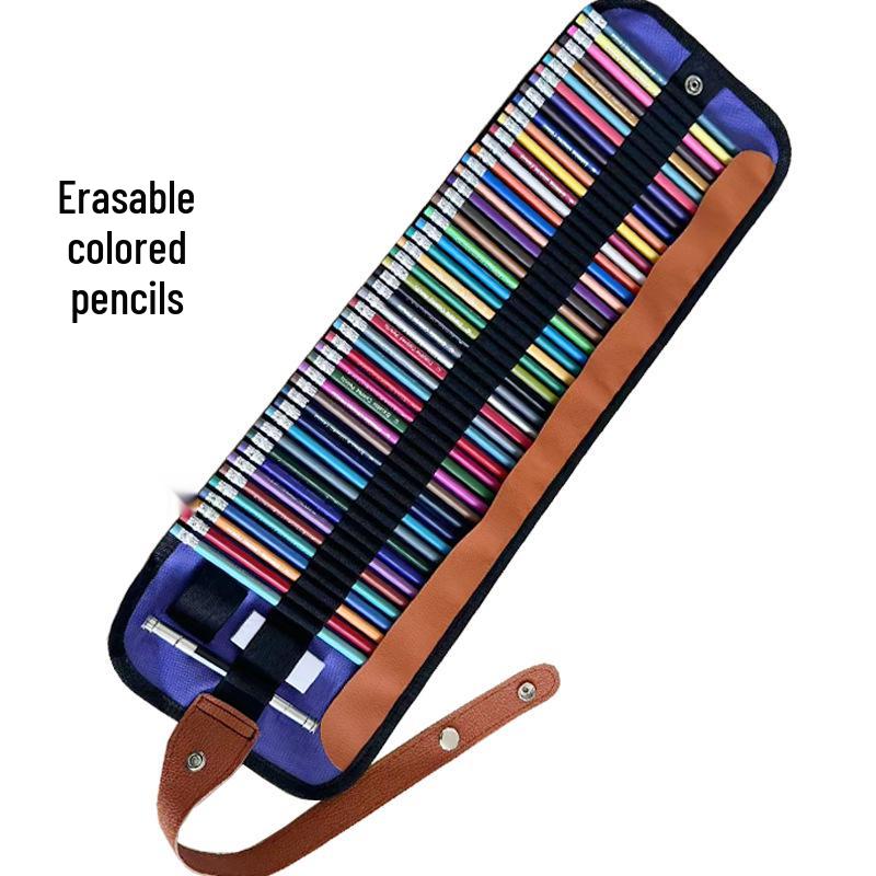 50 Colored Wooden Pencils In Roll-Up Case for Students and Artists