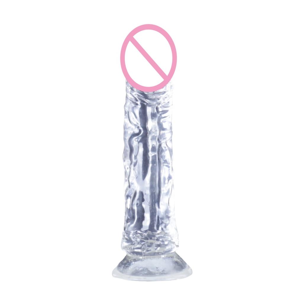 Simulation Penis Transparent Jelly Color Crystal Egg-Free Dildo Large and Medium Small Size Suction Cup Sex Product Female Self-Use
