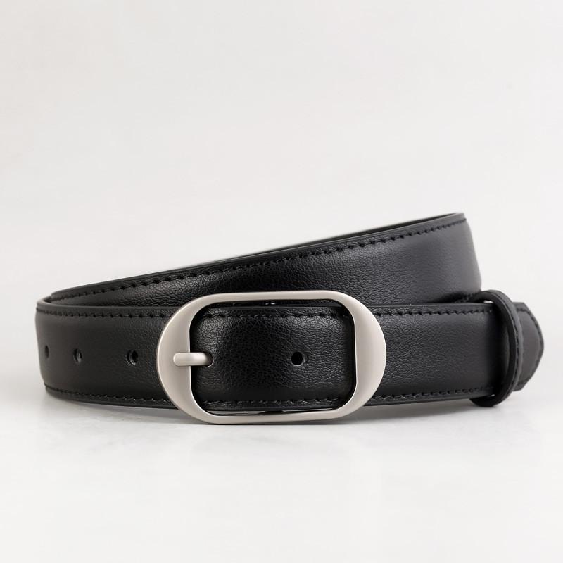 Genuine Leather Womens Belt With Metal Buckle For Casual Office Wear чёрный