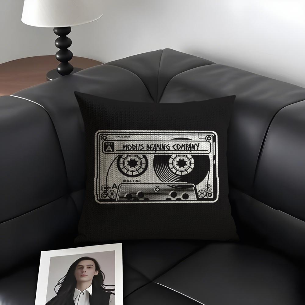 Vintage Cassette Music Tape Cushion Cover Natural Linen Organic Fabric DoubleSided Printing Sofa Home Decor Gift Pillow Case