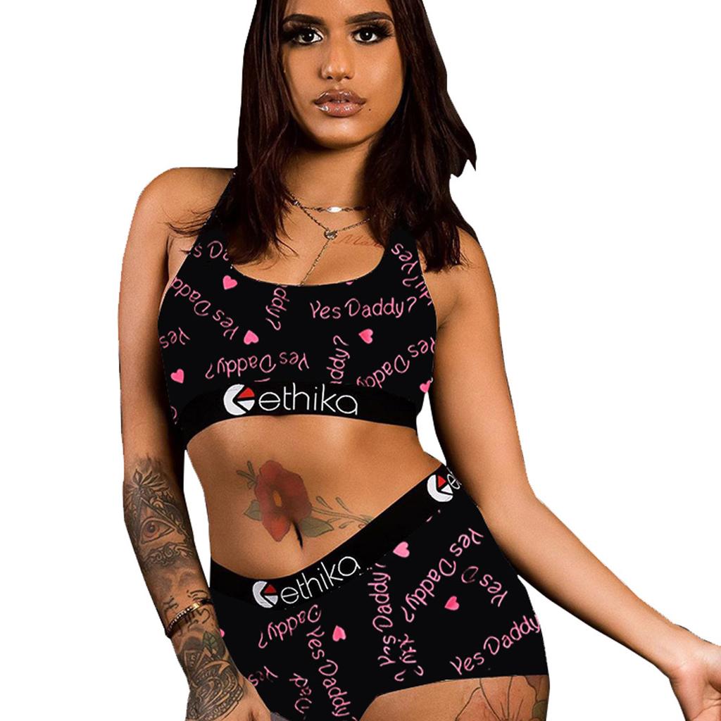 D9179 Hot Sale European and American Women's Clothing, Sexy Pattern Printed Shorts Set Yoga Pants Set Swimsuit