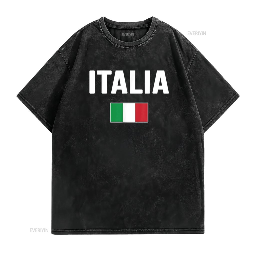 Italy Italian Flag Italia Souvenir T Shirt Vintage Washed Soft Versatile Breathable Streetwear Unisex Stylish Designer Clothes