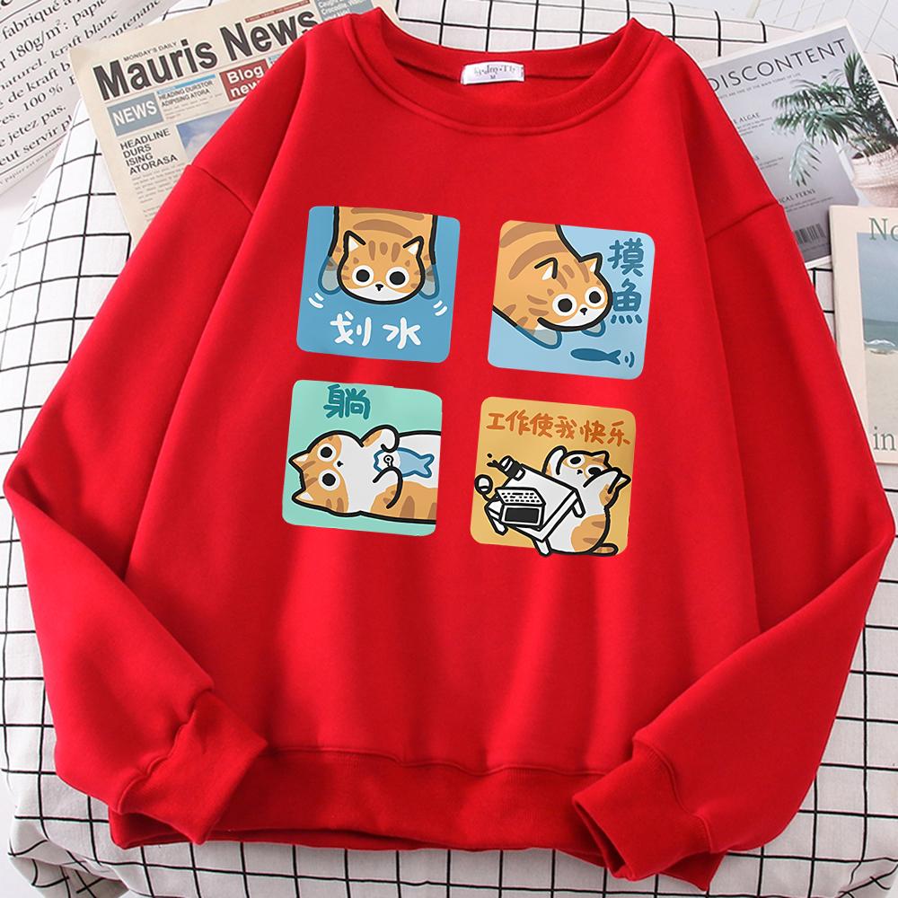 Not Wanting To Work Seriously Cute Print Men Women Clothes O-Neck Hoodies Funny Pattern Print Sweatshirt