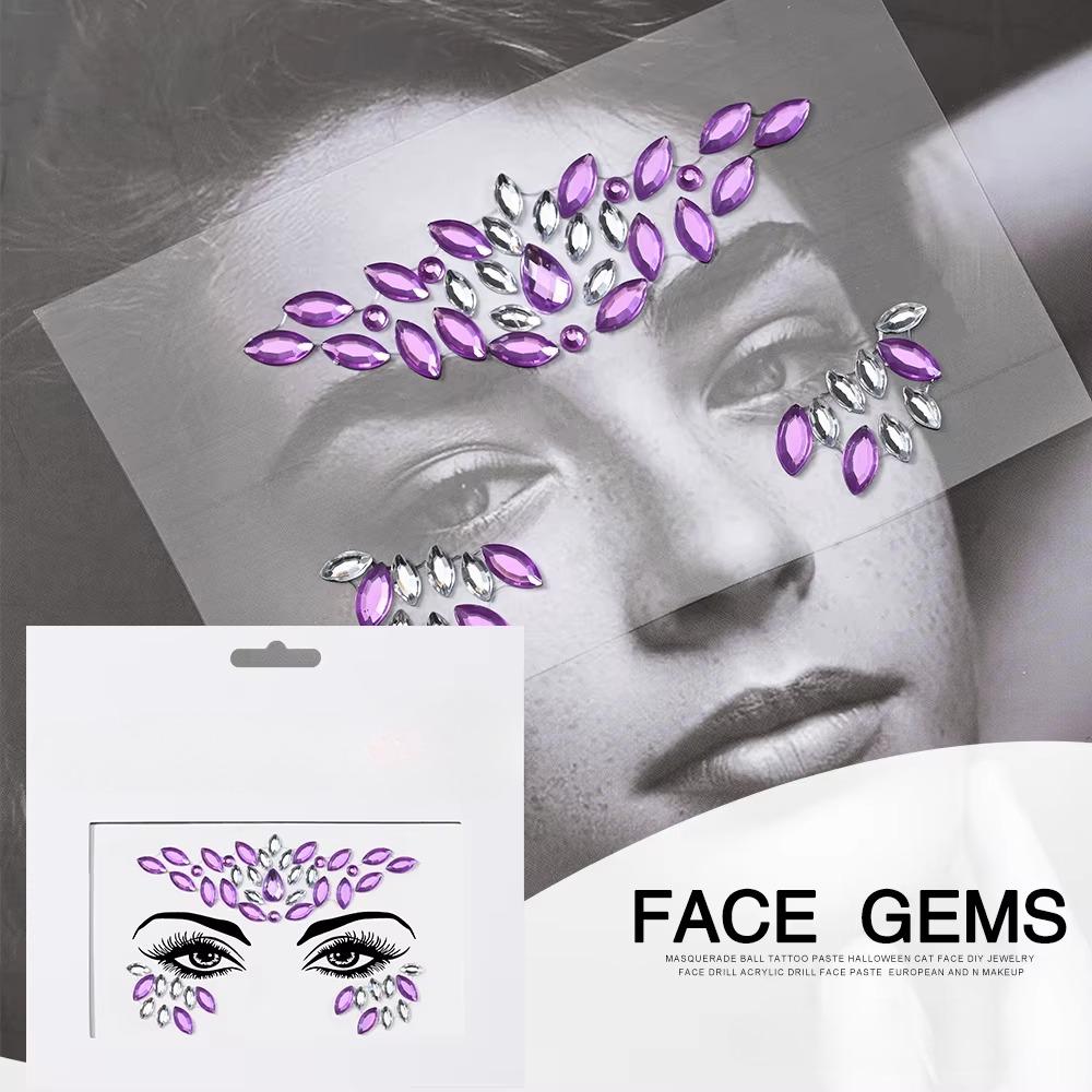 Fashion 3d Mermaid Face Gem Temporary Tattoo Crystal Body Facial Stickers, Shiny Glitter and Rhinestones for Festival Prom Party