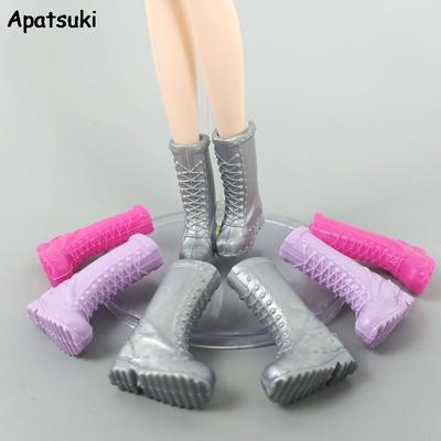 5Pairs/lot Mixed Colors Doll Shoes Fashion Doll Shoes For Barbie Doll Boots High Booties Shoes 1/6 Doll Accessories DIY Toy