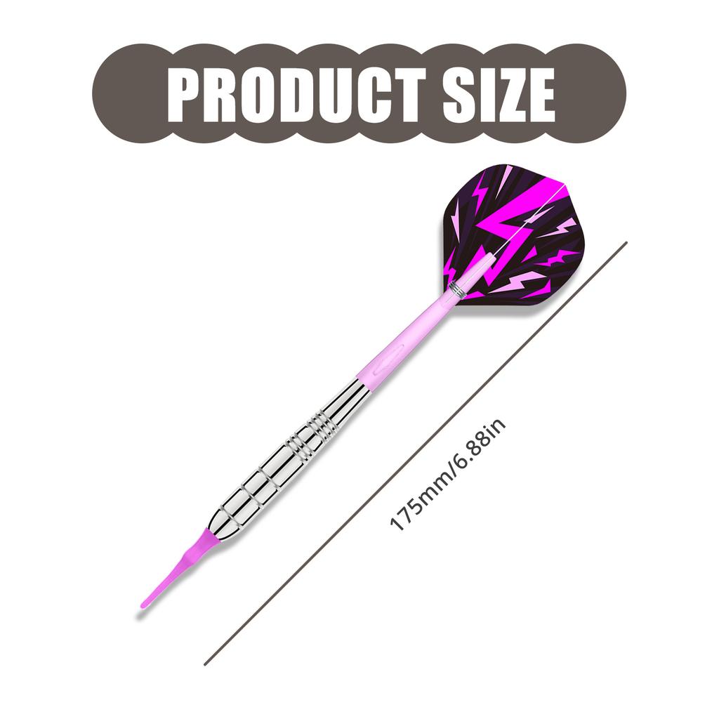 3 Pack Plastic Tip Dart, Not Easy to Break and Bend Professional 18g Soft Tip Dart with Plastic Shafts and Carrying Bag