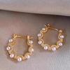 Gold White Pearl Ear Buckle Niche Premium Exquisite Versatile Earrings