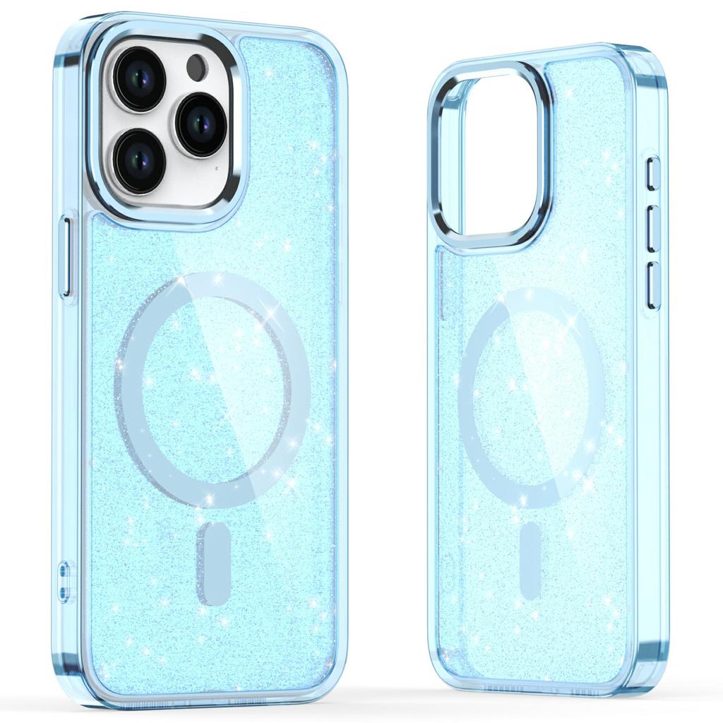 For iPhone 16 Pro Magnetic Case Glitter Design TPU+PC Phone Cover