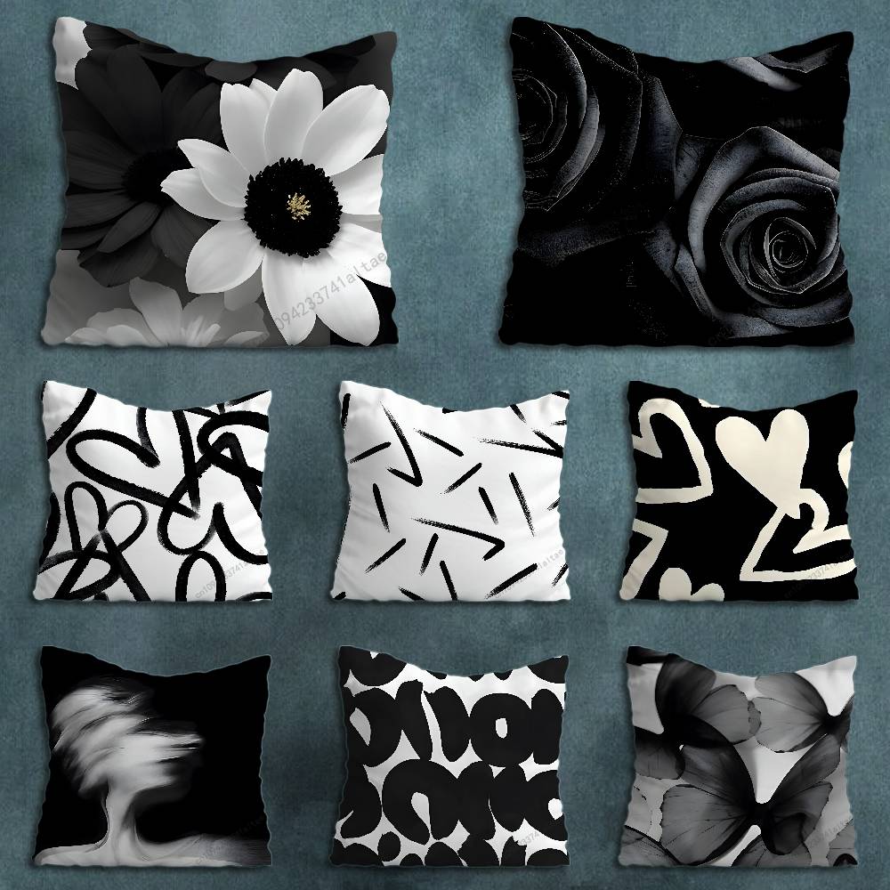 Abstract Art Black White Pillow Over Living Room Sofa Cushion Cover Home Decoration Bedroom Room Bed Pillow Cover