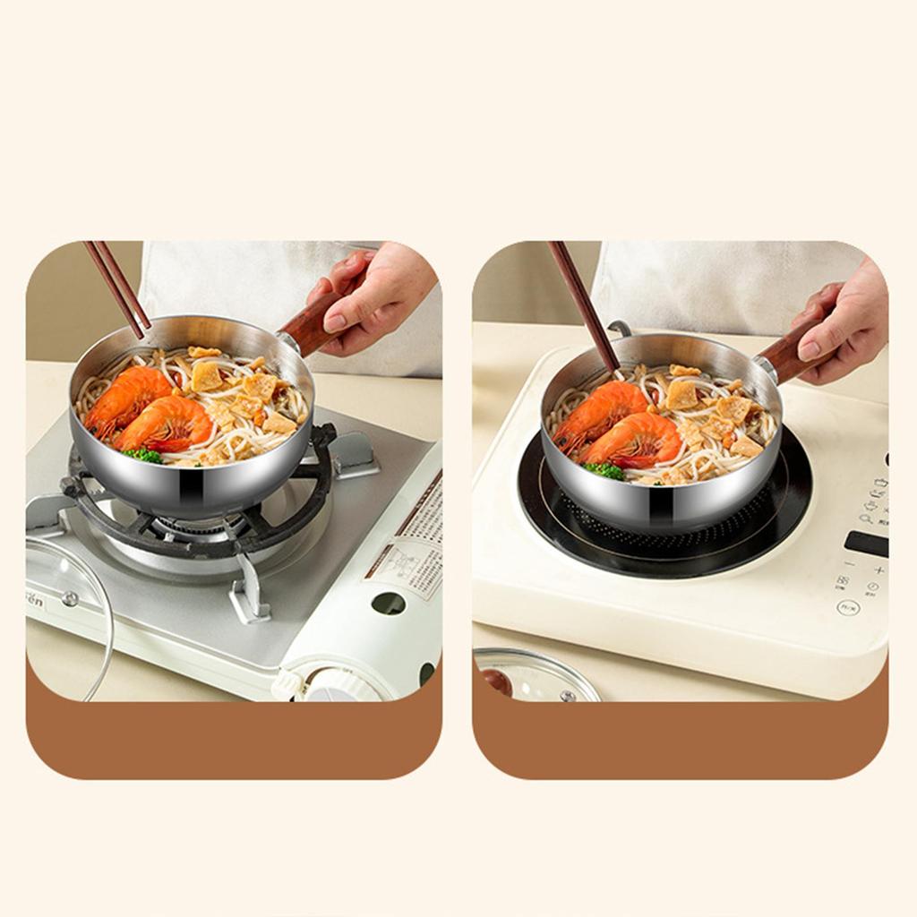 Multifunctional Stainless Sauce Pan with Clear Glass Lid Nonstick Coffee Butter Warmer for All Stove Types