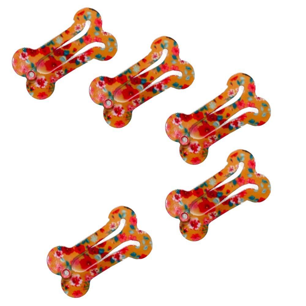 

Accessories Smooth Surface Cute Dog Hair Clip Snap Hair Clips Pet Hairpin Cat Grooming Supplies orange floral