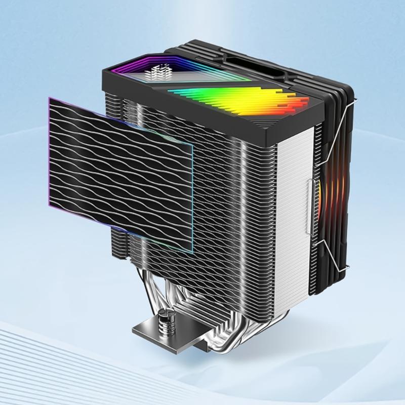 CPU Air Cooling FAN with 120mm PWM Fan ARGB Lighting and 6 Coppered and Aluminum Heat Pipes Efficient CPU Radiator