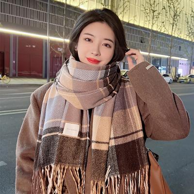 Scarf Female Versatile Plaid Thickened Student Couple Scarf Male Cashmere Warm