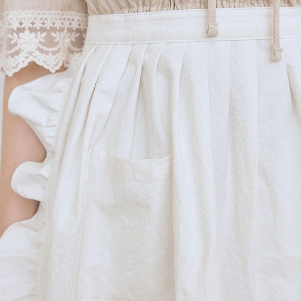Ruffle Edge Work Apron White Short Apron Fashion Half Body Apron For Flower Shop
