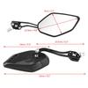V geby 2pcs Motorcycle Side Mirror Rearview Mirror Adjustable Aluminum Flame Pattern Bike Scooter 10mm 8mm(Black)