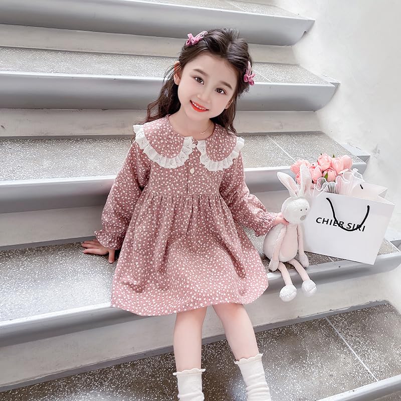 Jaydyequ Long Sleeve Tulle Formal Perfect for Shrine and Brushed Floral 120cm Girls' Dress, Spring/Autumn Dress, Weddings, Visits, Recitals,