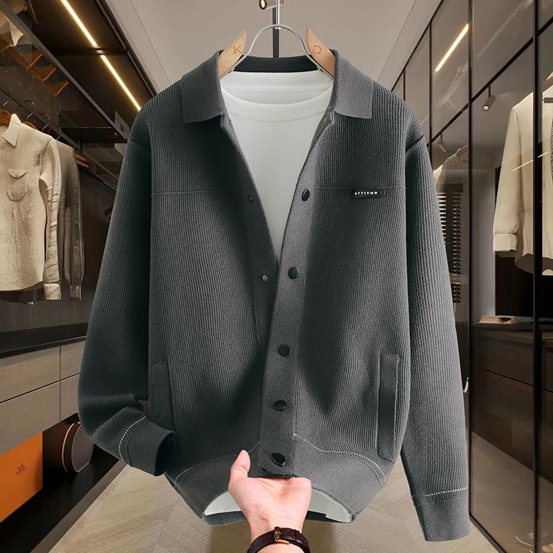 

Men s Autumn Lapel Knit Cardigan 2XL сірий колір