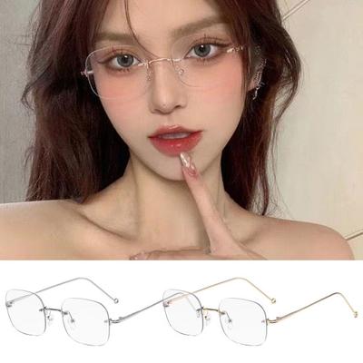 Blue Light Blocking Glasses Unisex Large Frame Rimless Clear View Strong Hinge Transparent Eye Protection Clear Bluelight Glasses Spectacles Eyewear