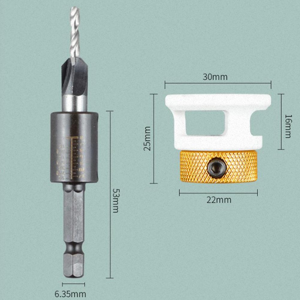 4pcs Countersink Drill Bits With Depth Stop Adjustable Hex Shank Drilling Tool Woodworking Drill Bit Hole Punch Router Bits