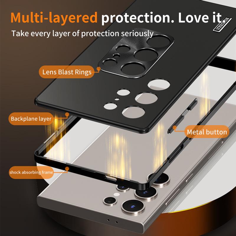 Magnetic Metal Frame Protective Case for Samsung S24 Ultra - Full Edge Solid Color Cover