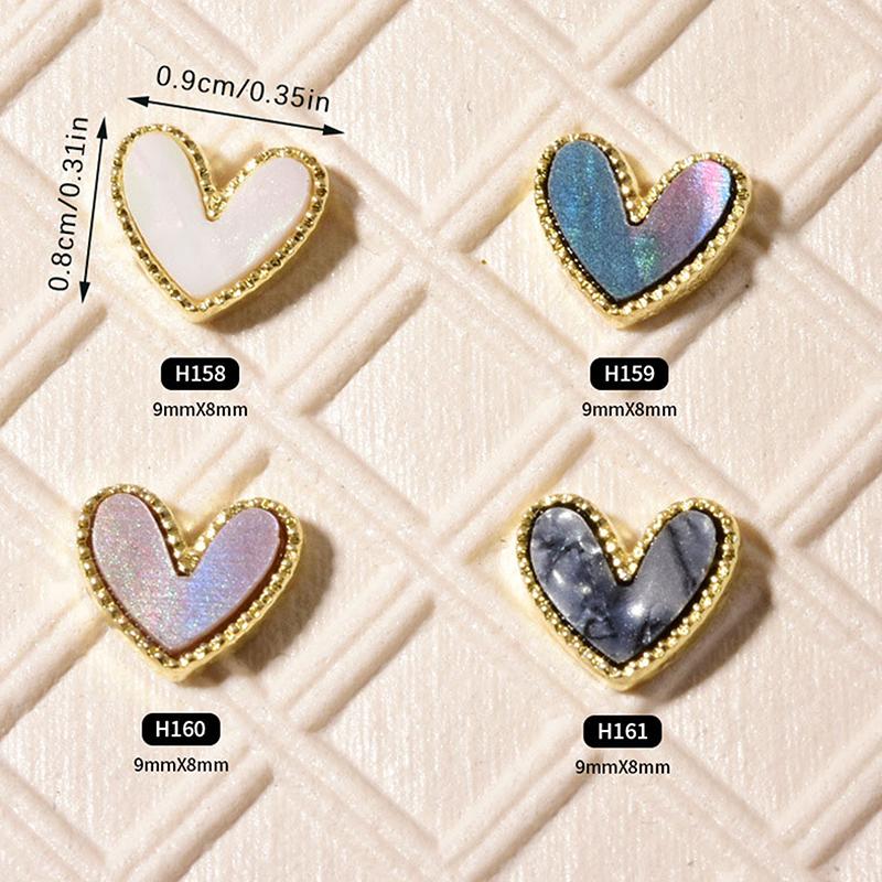 10Pcs 3D Heart Nail Charms Jewellery Decoration Fashion Kawaii Nails Art Classic Jewellery Design Metal DIY Accessories