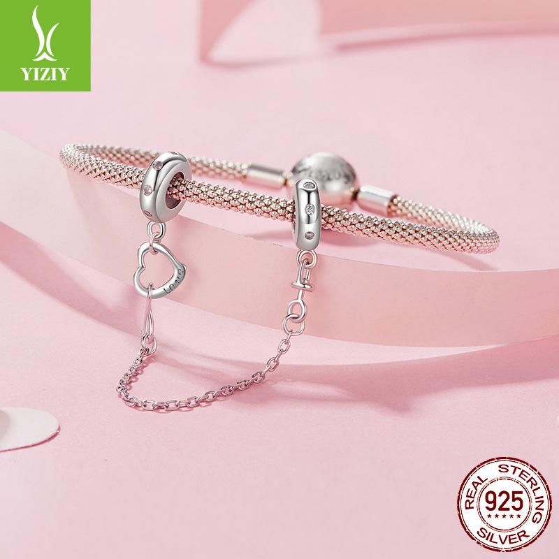 Infinite Love Silicone Safety Chain 925 Silver Diy Bracelet String Bead Accessories Charm Mother'S Day