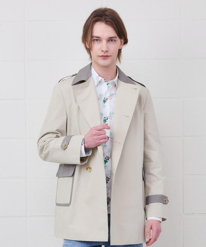 Yujeeot Beige Two-Tone Trench Coat (Unisex)