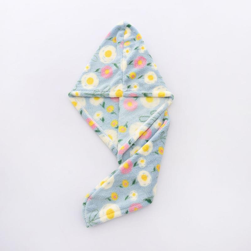 

2 Collection of flower dried hair cap coral fleece shower dry hair towel essential designed for Restroom and bedroom