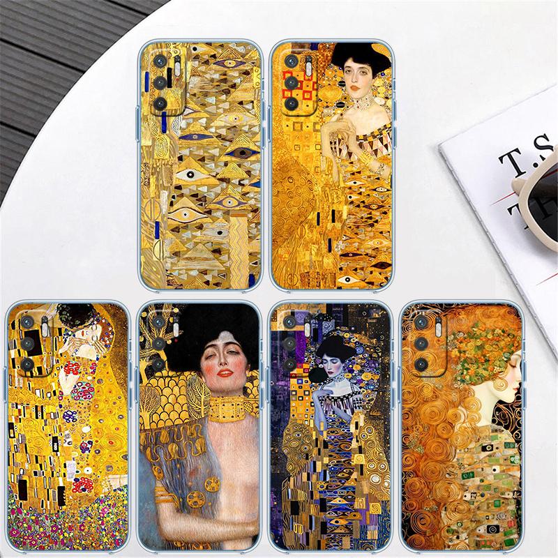 QE14 Gustav Klimt Transparent Phone Case for Samsung Galaxy A04 A04S A14 A23 A34 A54 M23 M33 M52 M53