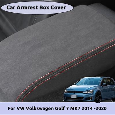 Suede Leather Car Armrest Box Protector Cover For Volkswagen VW MK7 Golf 7 2014-2020 Auto Accessories Trim Center Console Pad
