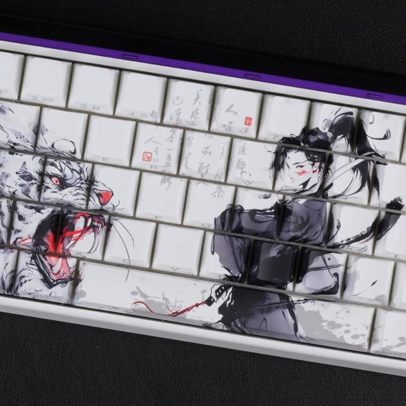 Anti Slip PBT Keycaps Dragon Theme Side Printing For Most Mechanical Keyboards 60% 68% Pattern