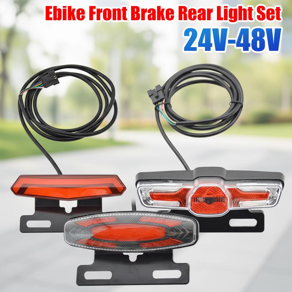 24-48V Electric Bike Front Rear Light Kit Horn Headlight Switch Energy Saving Easy Installation Electric Bicycle Accessories